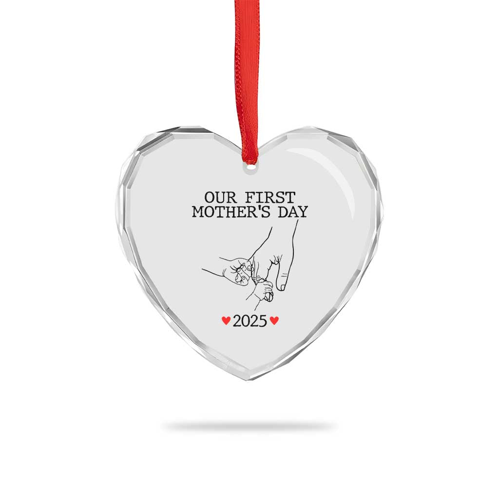 New Mom of Twins Est. 2025 Heart Crystal Glass Ornament First Mothers Day Matching Gift Light TS02 Print Your Wear