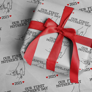 New Mom of Twins Est. 2025 Wrapping Paper Roll First Mothers Day Matching Gift Light TS02 White Print Your Wear
