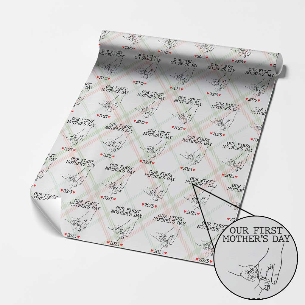 New Mom of Twins Est. 2025 Wrapping Paper Roll First Mothers Day Matching Gift Light TS02 Christmas Plaid Print Your Wear