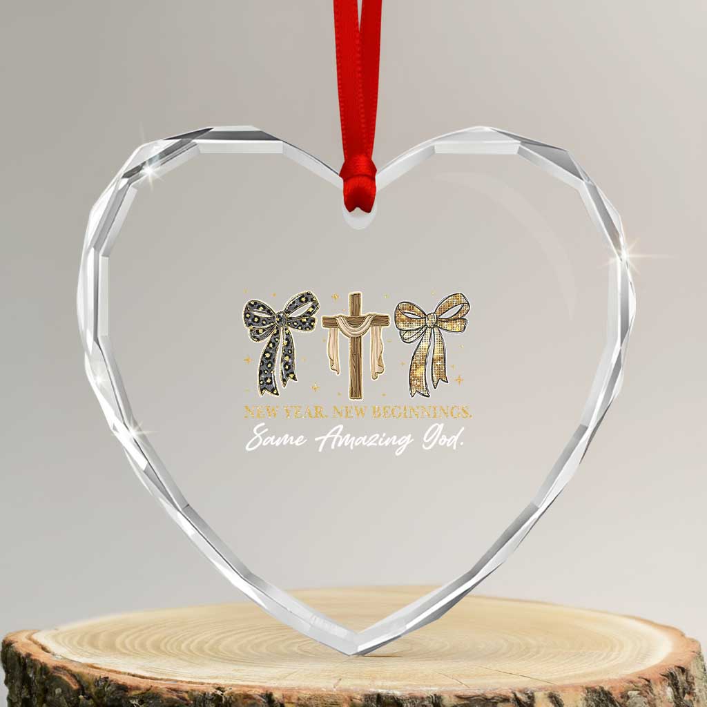 New Year New Beginnings Same Amazing God Heart Crystal Glass Ornament Christian New Years Eve TS11 Transparent Glass 3'' Heart Print Your Wear