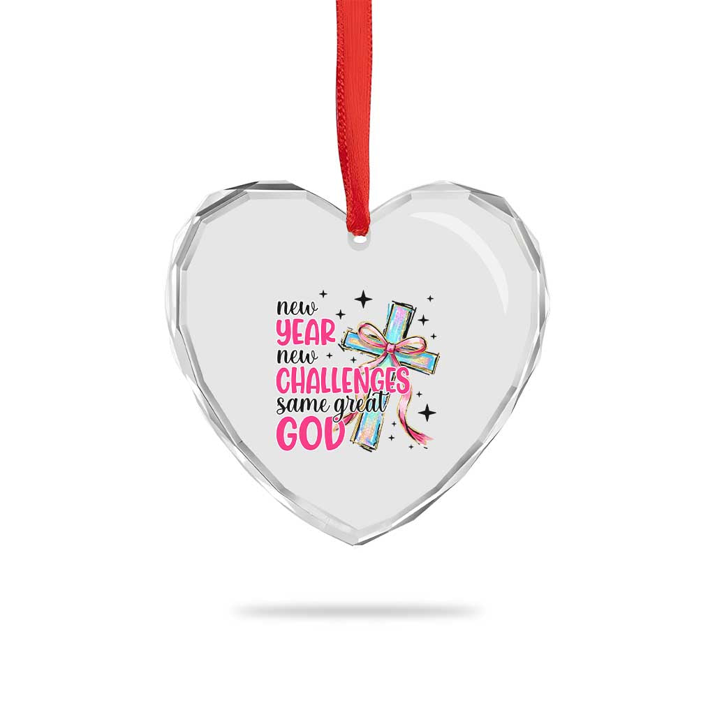 New Year New Challenges Same Great God Heart Crystal Glass Ornament Christian New Year Eve TS11 Print Your Wear