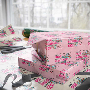 New Year New Challenges Same Great God Wrapping Paper Roll Christian New Year Eve TS11 Light Pink Print Your Wear