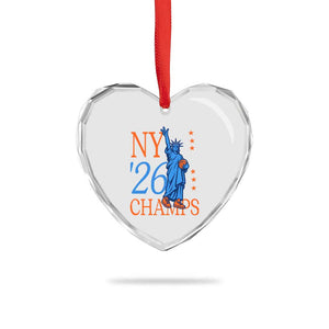 New York 2026 Pride Statue of Liberty Holding Basketball Graphic Heart Crystal Glass Ornament Retro NY 26 Champs Sports Fans