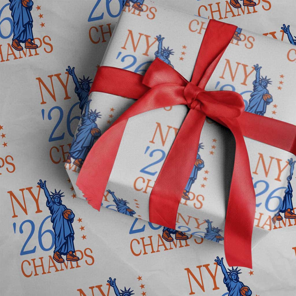 New York 2026 Pride Statue of Liberty Holding Basketball Graphic Wrapping Paper Roll Retro NY 26 Champs Sports Fans