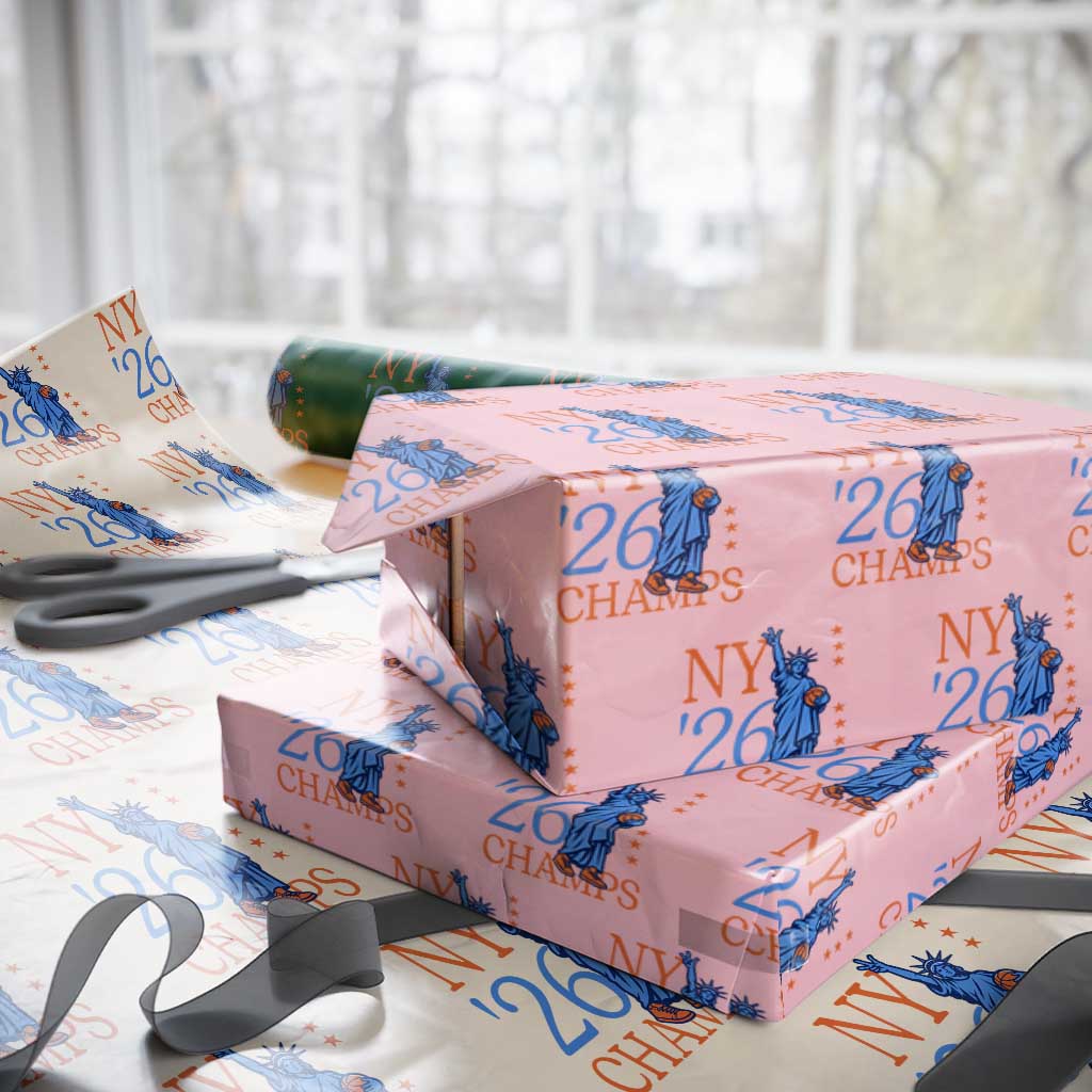 New York 2026 Pride Statue of Liberty Holding Basketball Graphic Wrapping Paper Roll Retro NY 26 Champs Sports Fans