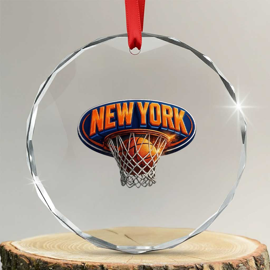 New York Game Day Gift Hoops Lover Crystal Glass Ornament TS12 Transparent Glass 3'' Circle Print Your Wear