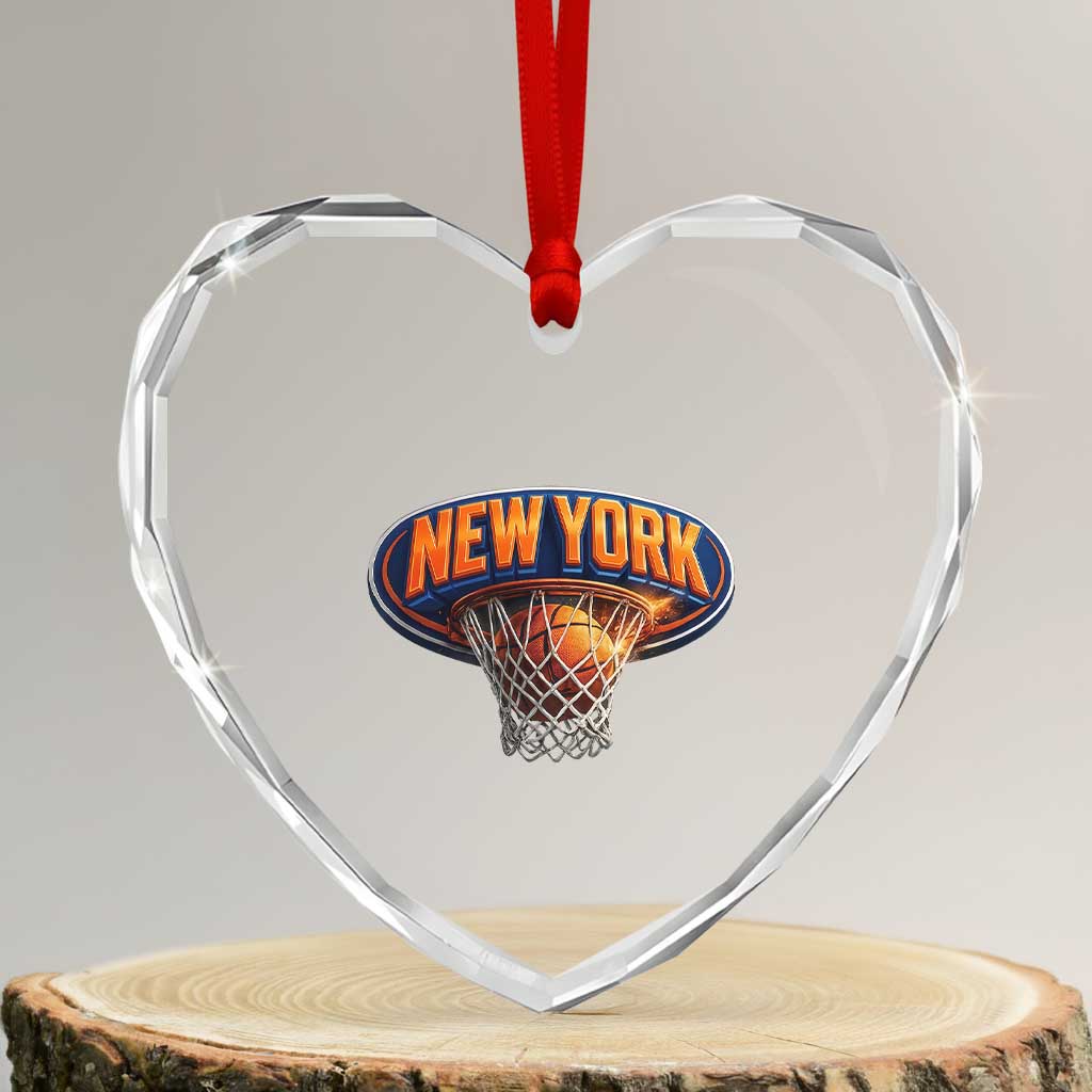 New York Game Day Gift Hoops Lover Heart Crystal Glass Ornament