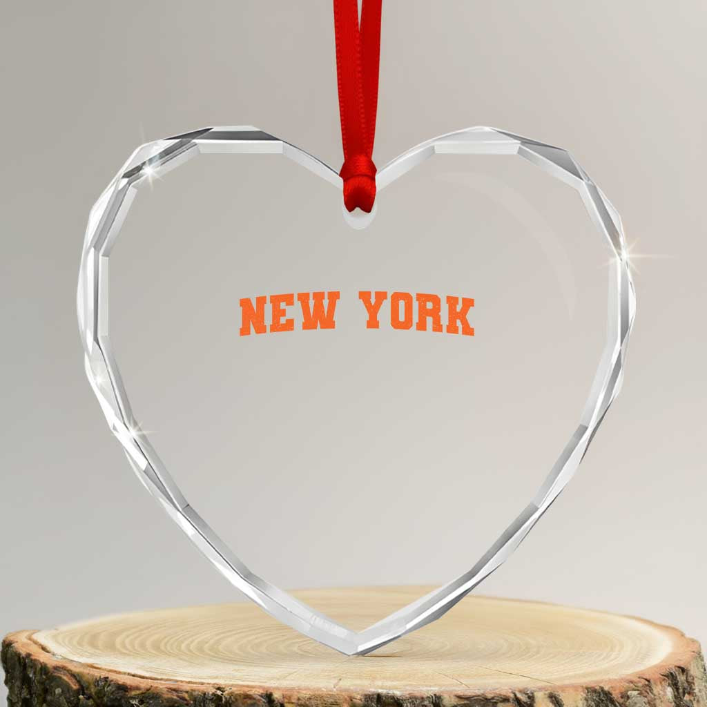 New York Heart Crystal Glass Ornament Vintage Varsity Sports Throwback Design TS10 Transparent Glass 3'' Heart Print Your Wear