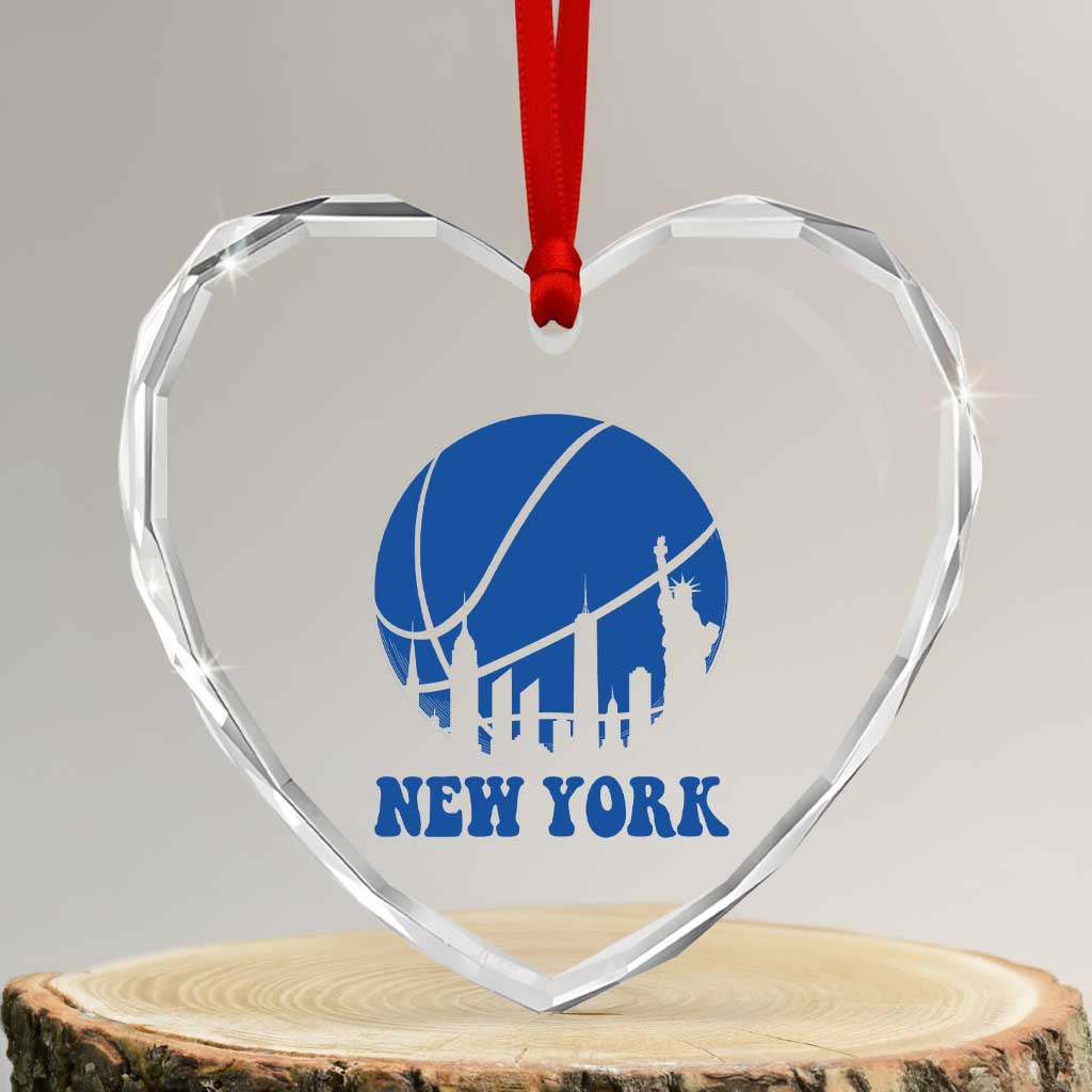 New York Skyline Heart Crystal Glass Ornament Proud Game Day Sports Fan Gift