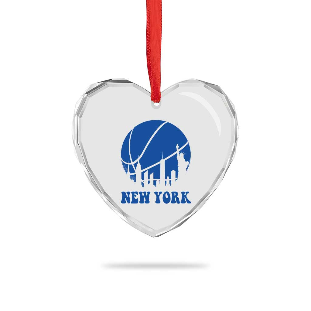 New York Skyline Heart Crystal Glass Ornament Proud Game Day Sports Fan Gift