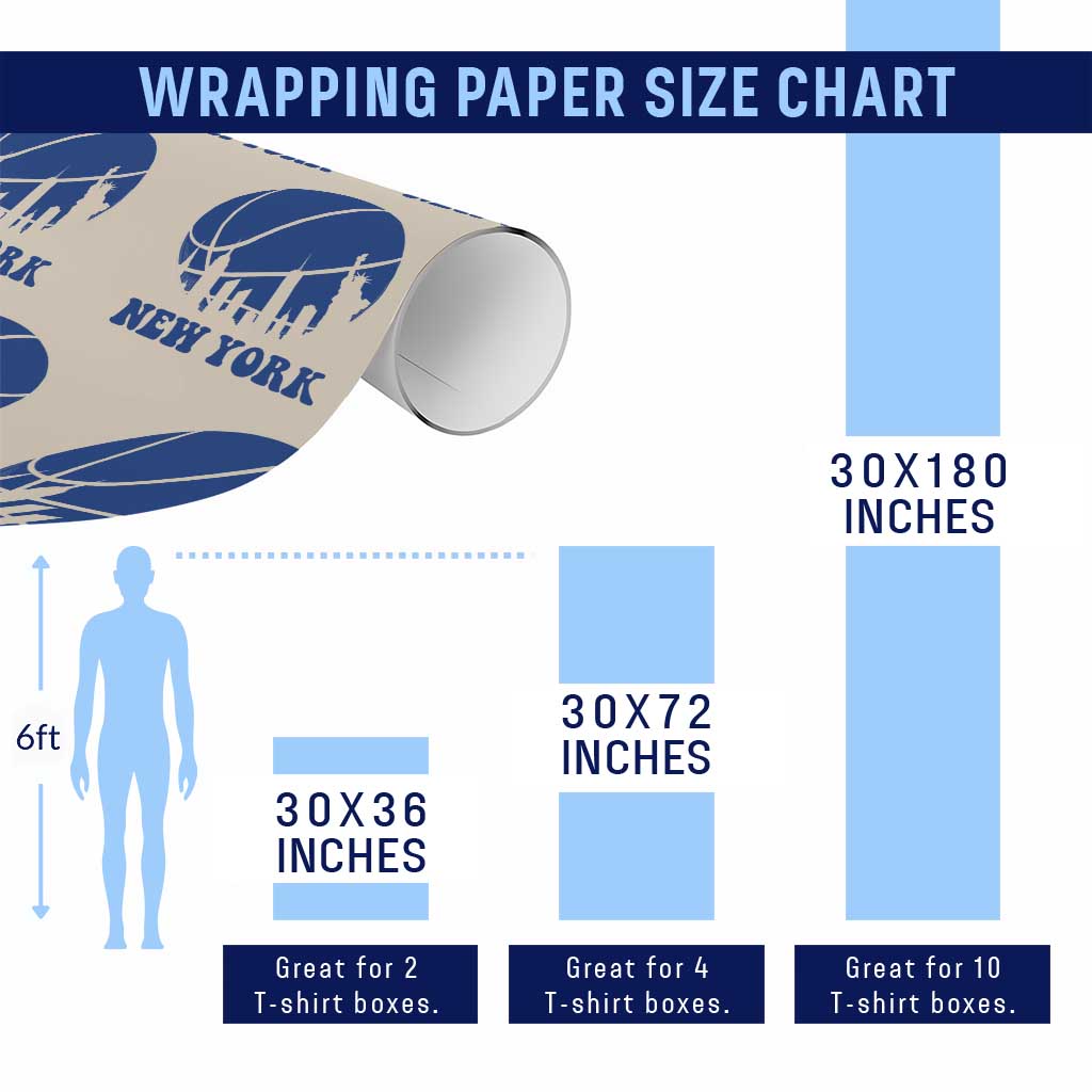 New York Skyline Wrapping Paper Roll Proud Game Day Sports Fan Gift