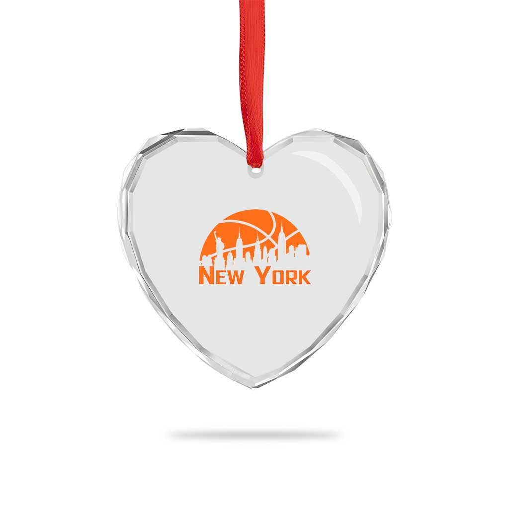 New York Skyline NY State Pride Heart Crystal Glass Ornament Game Day Sports Fan