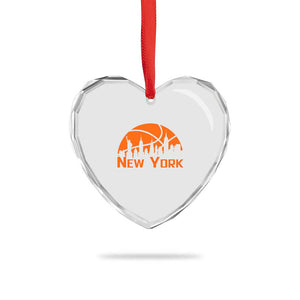 New York Skyline NY State Pride Heart Crystal Glass Ornament Game Day Sports Fan