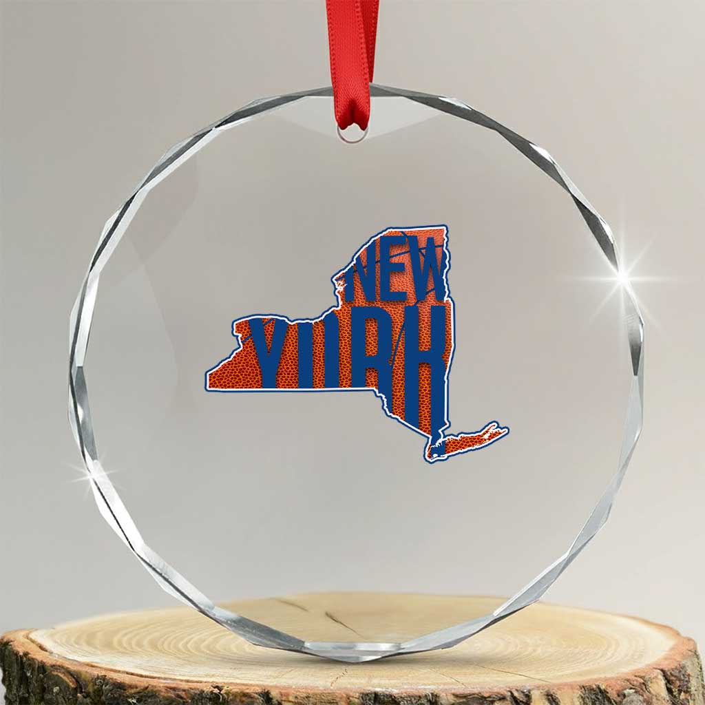 New York State Pride Graphic Crystal Glass Ornament Basketball Fan Gift TS12 Transparent Glass 3'' Circle Print Your Wear