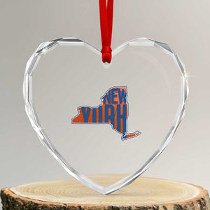 New York State Pride Graphic Heart Crystal Glass Ornament Basketball Fan Gift