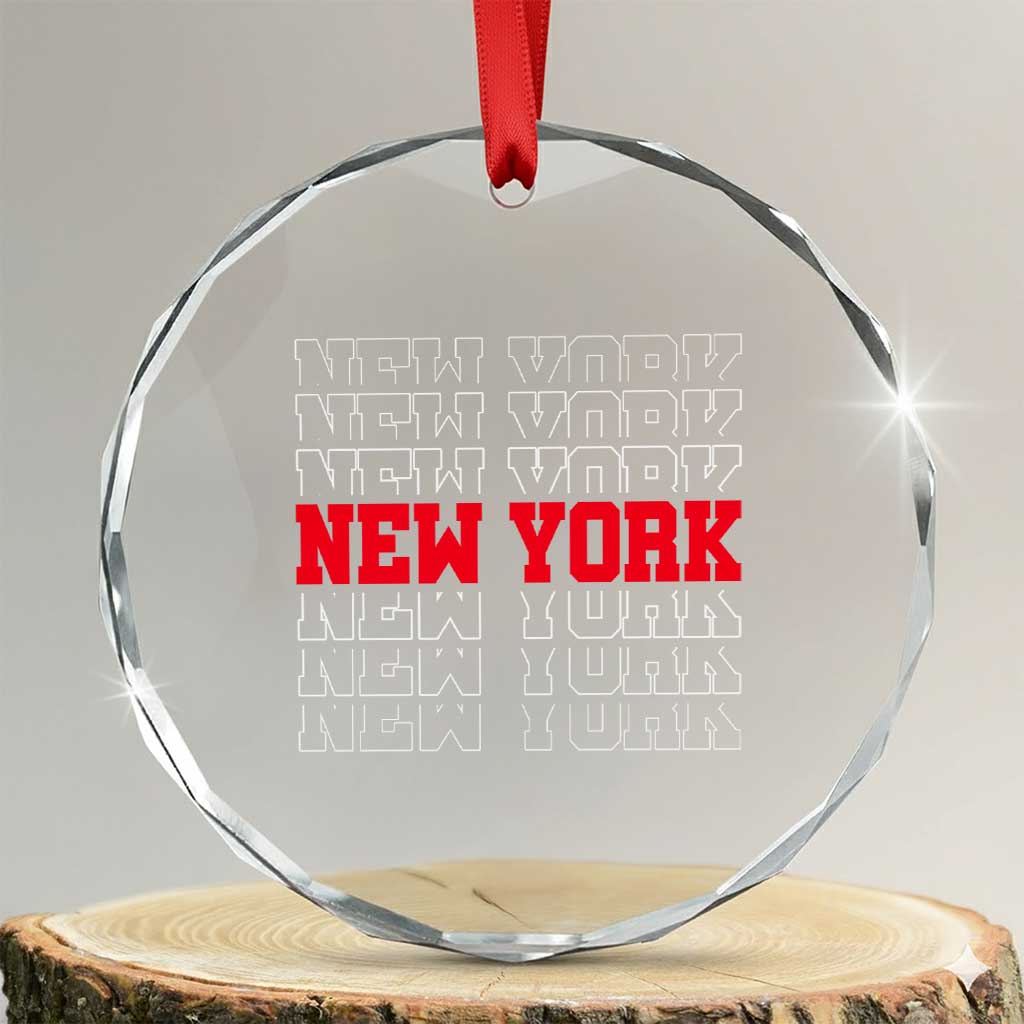 New York Vintage Crystal Glass Ornament State Pride Classic Throwback Design TS10 Transparent Glass 3'' Circle Print Your Wear