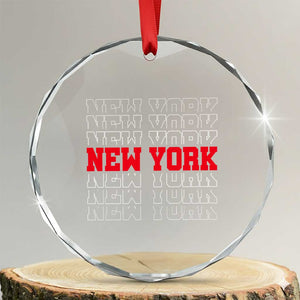 New York Vintage Crystal Glass Ornament State Pride Classic Throwback Design TS10 Transparent Glass 3'' Circle Print Your Wear