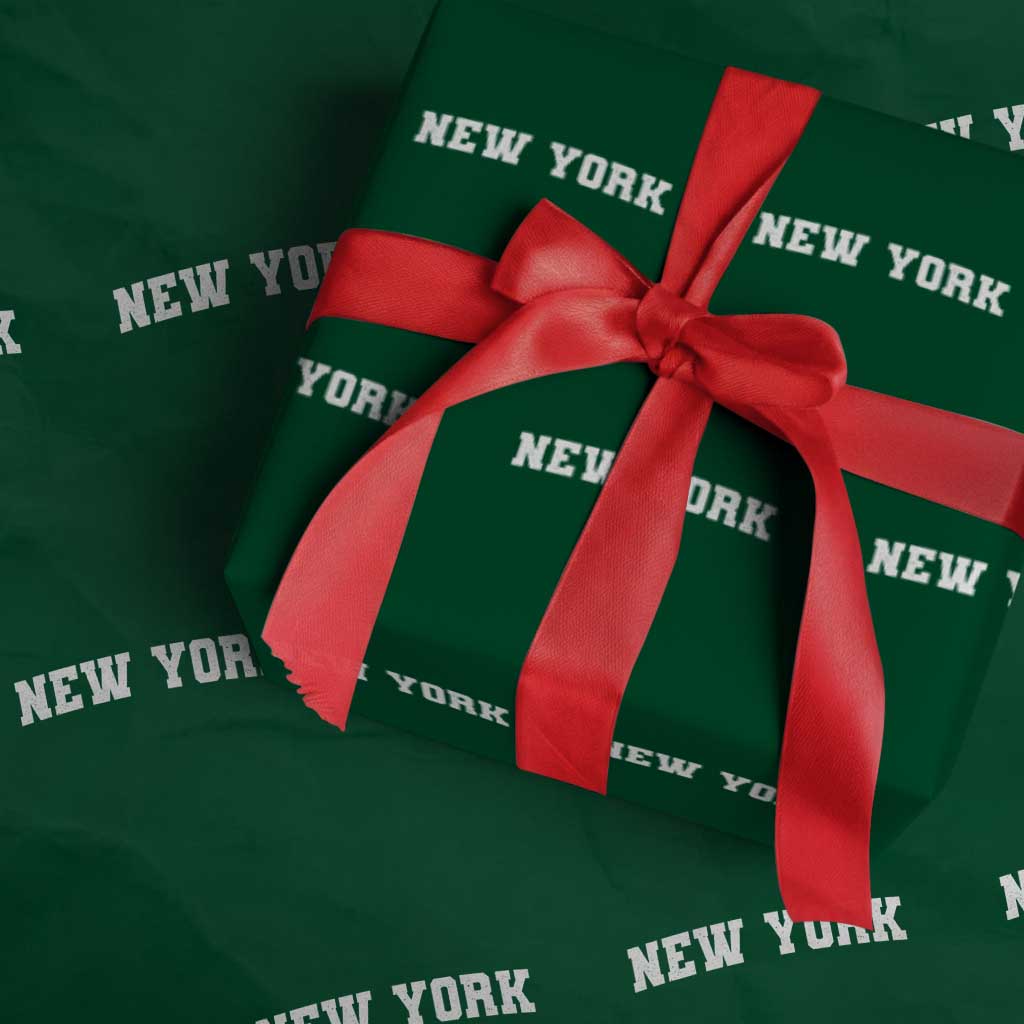 New York Vintage Varsity Sports Wrapping Paper Roll State Pride TS10 Green Print Your Wear