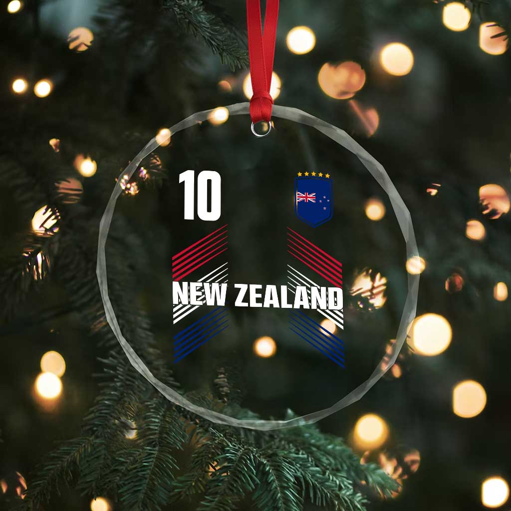 New Zealand Soccer Sports Graphic Number 10 Jersey Style Crystal Glass Ornament Proud Kiwis Football Fans Game Day Pride