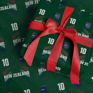 New Zealand Soccer Sports Graphic Number 10 Jersey Style Wrapping Paper Roll Proud Kiwis Football Fans Game Day Pride TS02 Green Print Your Wear