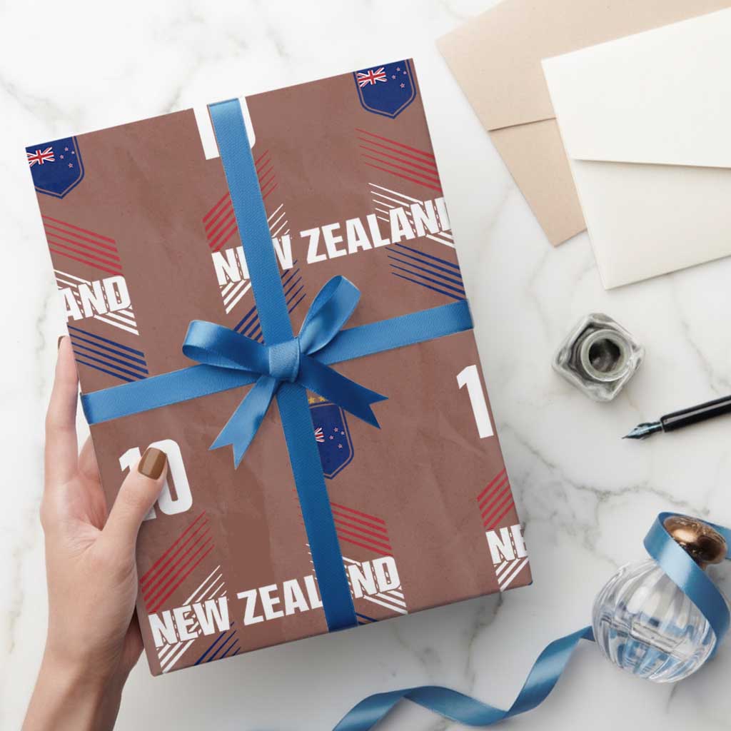 New Zealand Soccer Sports Graphic Number 10 Jersey Style Wrapping Paper Roll Proud Kiwis Football Fans Game Day Pride TS02 Mocha Print Your Wear