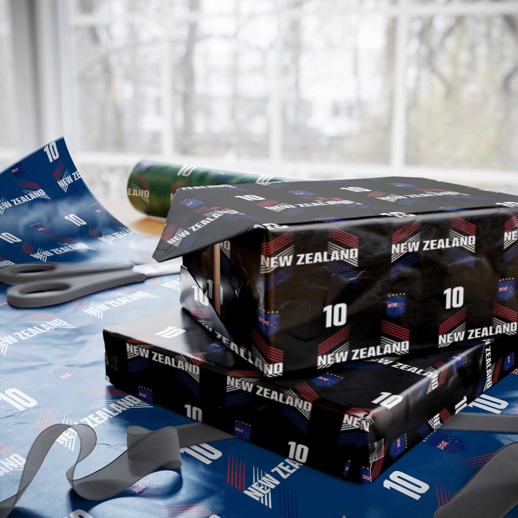 New Zealand Soccer Sports Graphic Number 10 Jersey Style Wrapping Paper Roll Proud Kiwis Football Fans Game Day Pride TS02 Black Print Your Wear