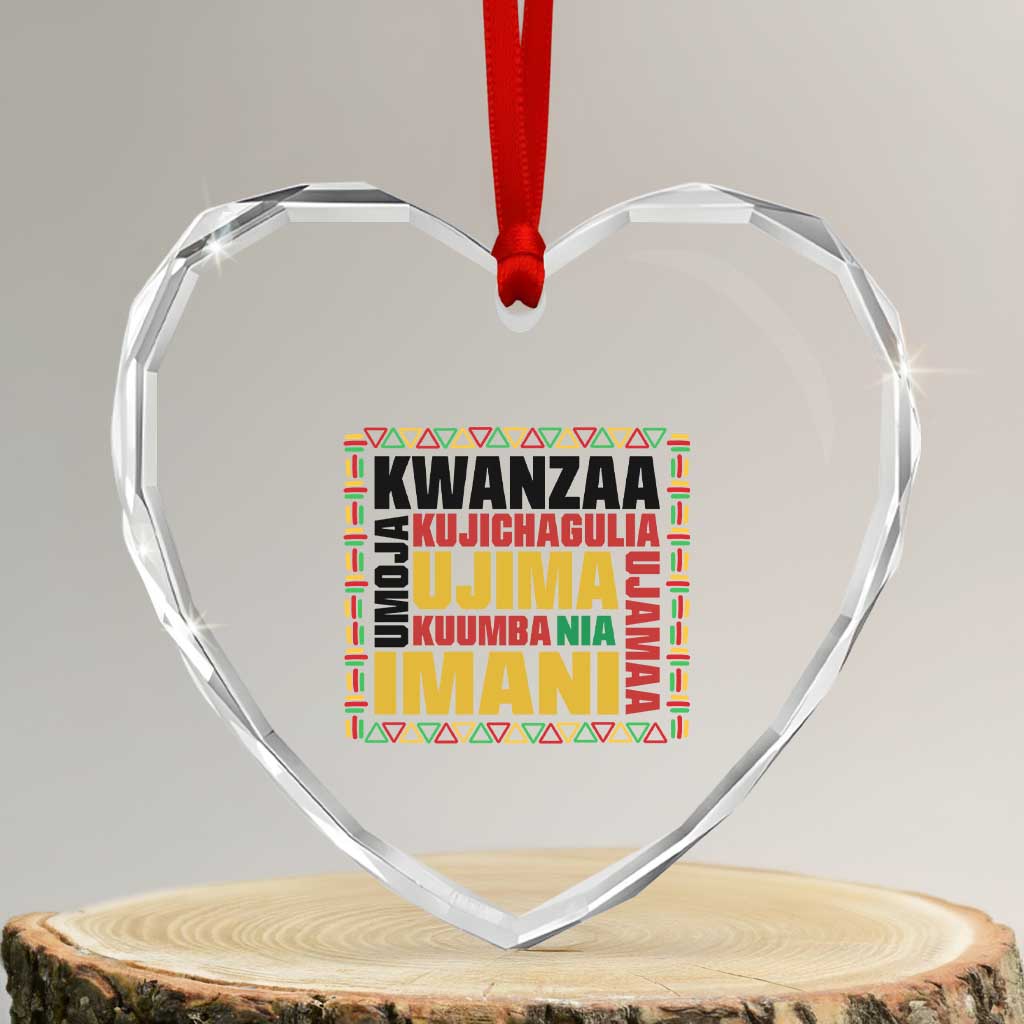 Nguzo Saba Seven Principles Heart Crystal Glass Ornament African Heritage Celebration Gift TS12 Transparent Glass 3'' Heart Print Your Wear