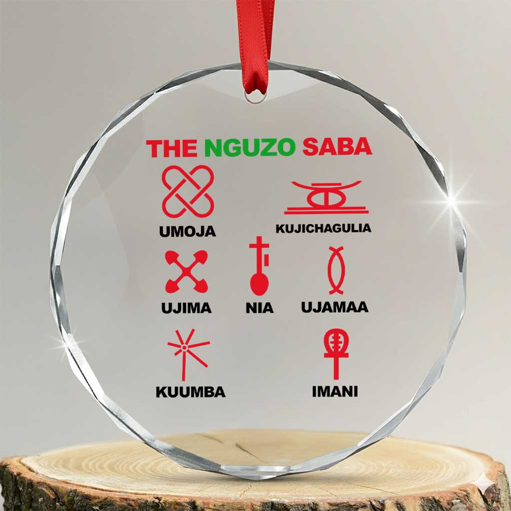 Nguzo Saba Seven Principles Of Kwanzaa Celebration Gift Crystal Glass Ornament TS12 Transparent Glass 3'' Circle Print Your Wear