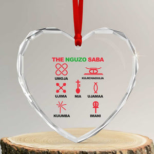 Nguzo Saba Seven Principles Of Kwanzaa Celebration Gift Heart Crystal Glass Ornament TS12 Transparent Glass 3'' Heart Print Your Wear
