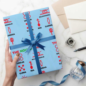 Nguzo Saba Seven Principles Of Kwanzaa Celebration Gift Wrapping Paper Roll TS12 Light Blue Print Your Wear