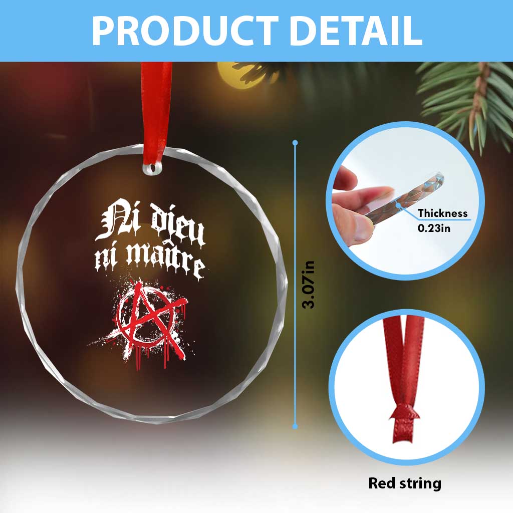 Ni Dieu Ni Maitre No God No Masters Crystal Glass Ornament Anarchy Symbol TS11 Print Your Wear