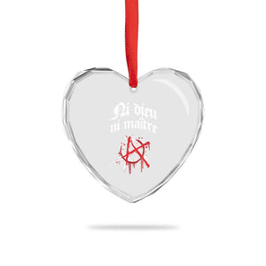 Ni Dieu Ni Maitre No God No Masters Heart Crystal Glass Ornament Anarchy Symbol - Print Your Wear