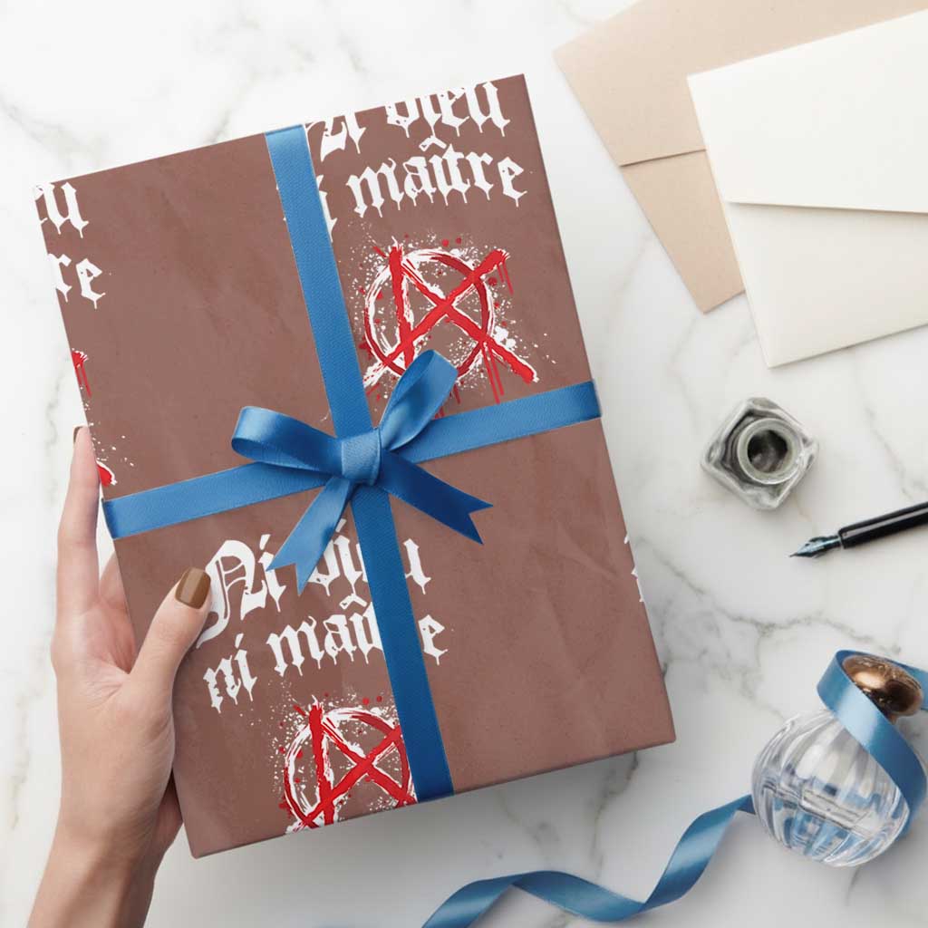 Ni Dieu Ni Maitre No God No Masters Wrapping Paper Roll Anarchy Symbol TS11 Mocha Print Your Wear