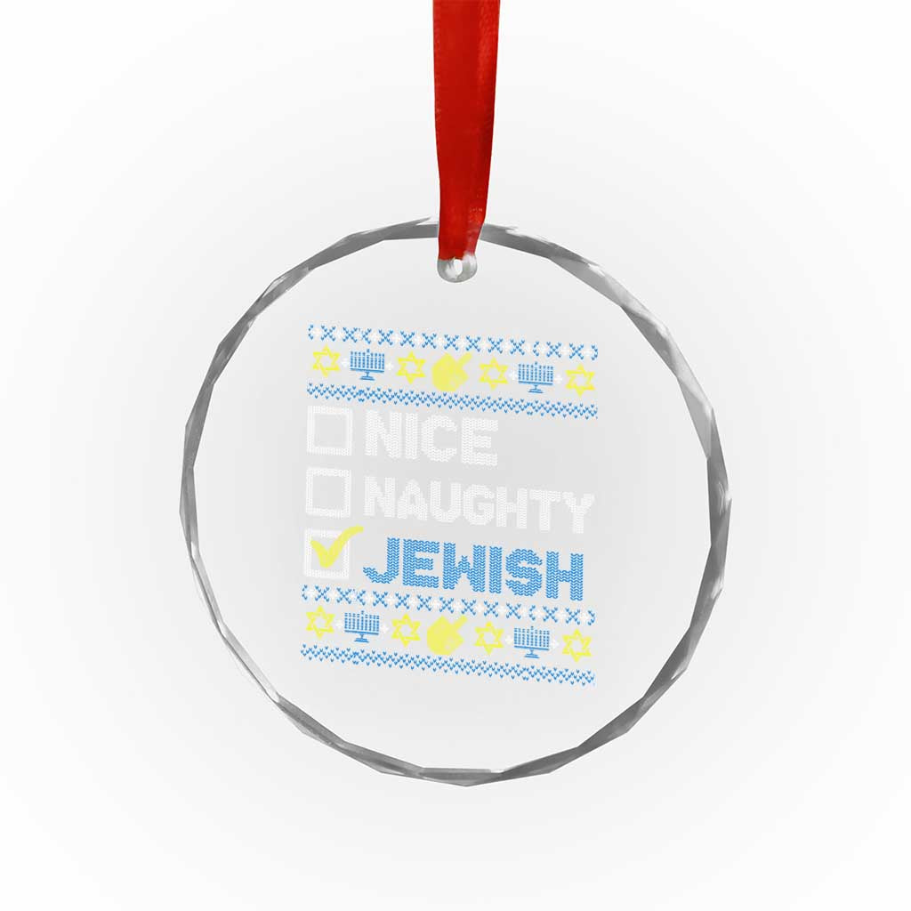 Nice Naughty Jewish Ugly Hanukkah Crystal Glass Ornament Chanukah Jew Gift TS10 Print Your Wear