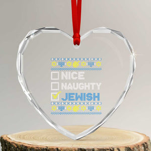 Nice Naughty Jewish Ugly Hanukkah Heart Crystal Glass Ornament Chanukah Jew Gift TS10 Transparent Glass 3'' Heart Print Your Wear