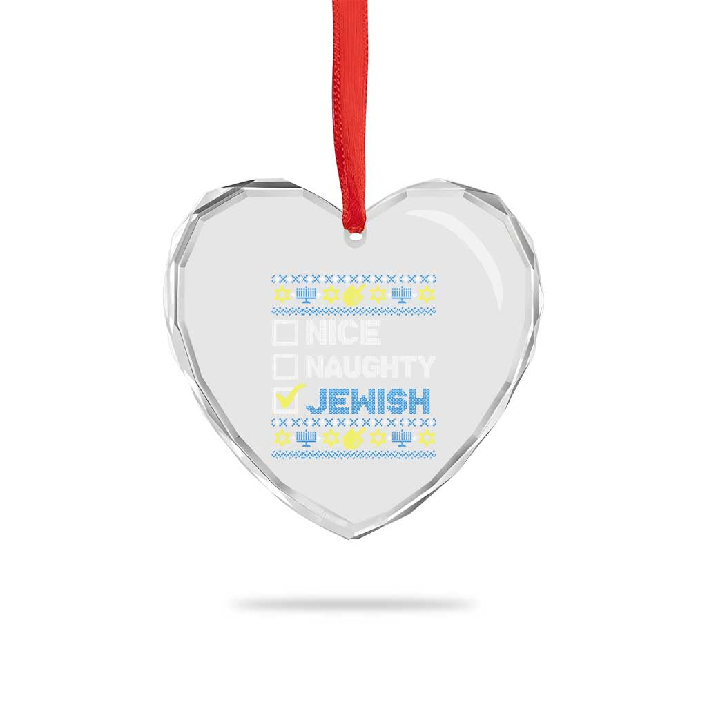 Nice Naughty Jewish Ugly Hanukkah Heart Crystal Glass Ornament Chanukah Jew Gift TS10 Print Your Wear