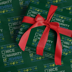 Nice Naughty Jewish Ugly Hanukkah Wrapping Paper Roll Chanukah Jew Gift TS10 Green Print Your Wear