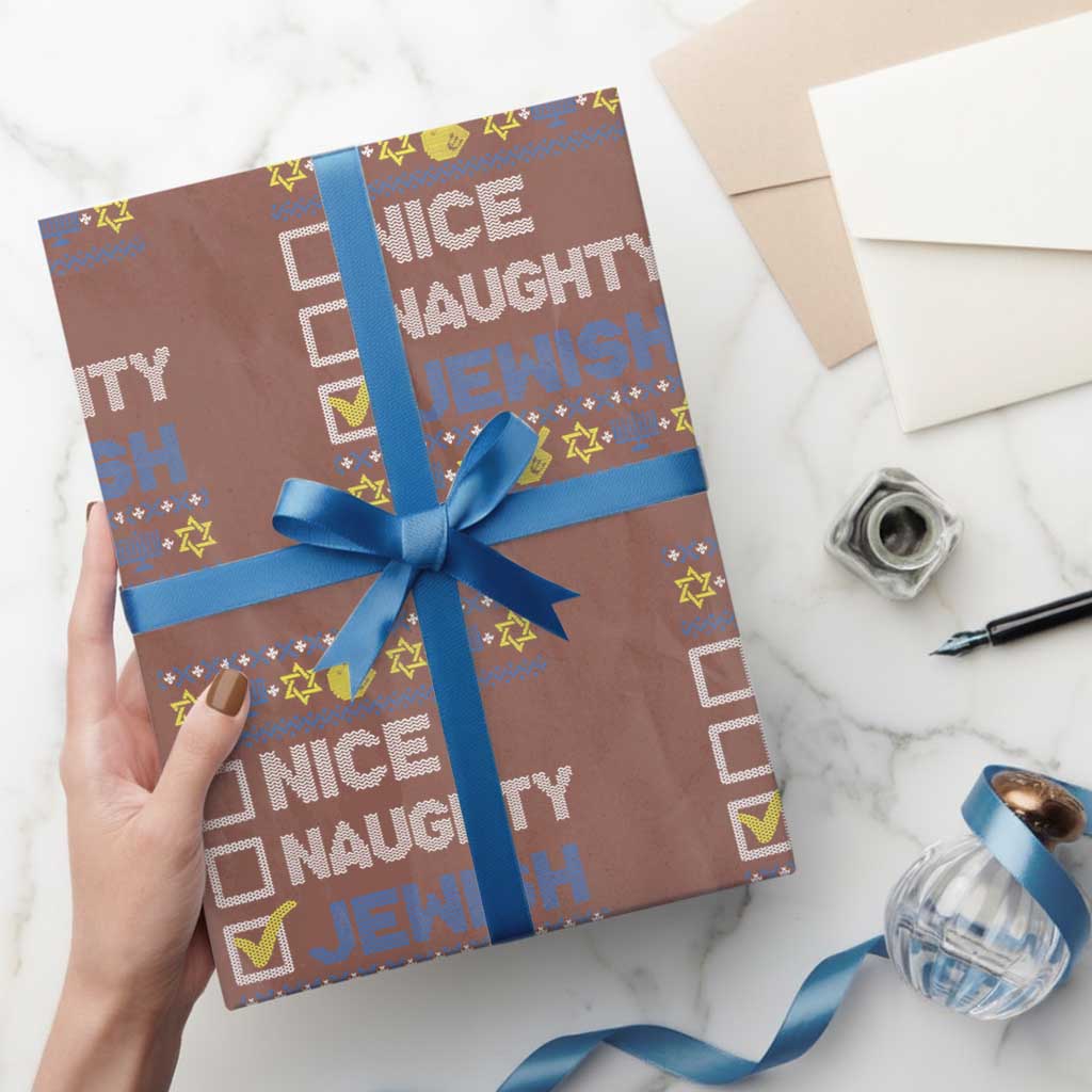 Nice Naughty Jewish Ugly Hanukkah Wrapping Paper Roll Chanukah Jew Gift TS10 Mocha Print Your Wear