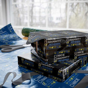 Nice Naughty Jewish Ugly Hanukkah Wrapping Paper Roll Chanukah Jew Gift TS10 Black Print Your Wear