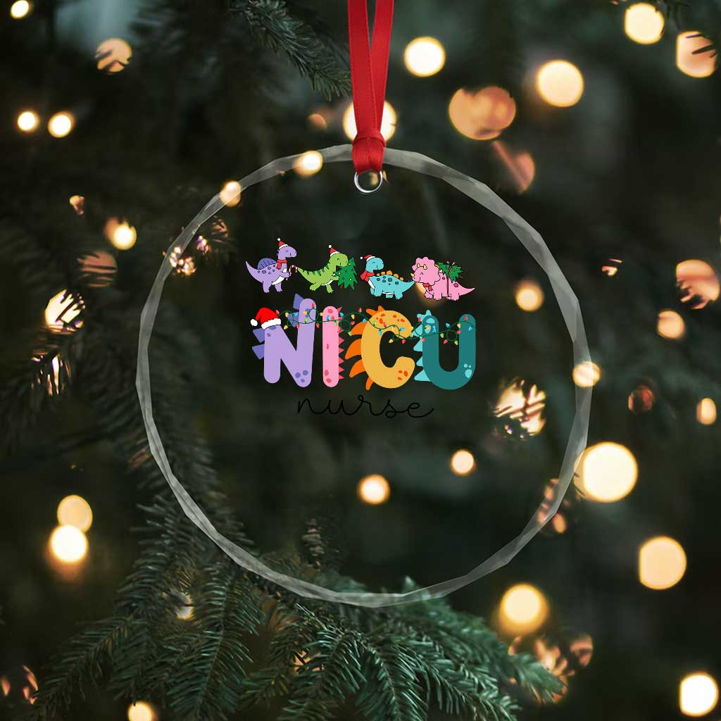 NICU Nurse Xmas Dinosaur Crystal Glass Ornament Neonatal Intensive Care Unit Nurse Appreciation Gift TS10 Print Your Wear