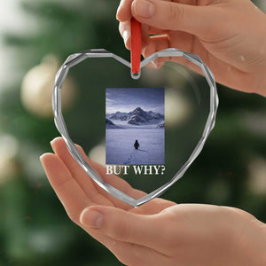 Nihilist Penguin But Why Heart Crystal Glass Ornament Lone Penguin Walking Toward Mountain Meme TS11 Print Your Wear