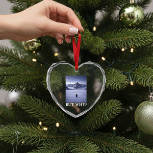 Nihilist Penguin But Why Heart Crystal Glass Ornament Lone Penguin Walking Toward Mountain Meme TS11 Print Your Wear