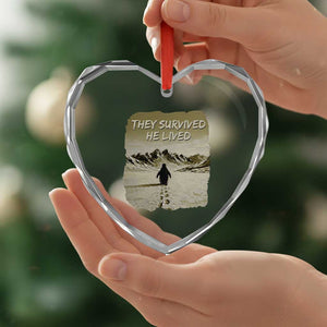 Nihilist Penguin Hiking Meme Heart Crystal Glass Ornament They Survived He Lived TS14 Print Your Wear