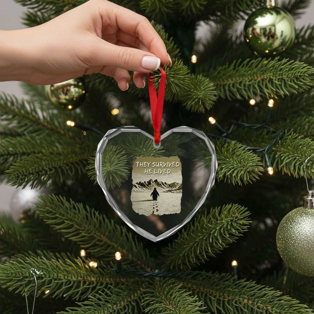 Nihilist Penguin Hiking Meme Heart Crystal Glass Ornament They Survived He Lived TS14 Print Your Wear