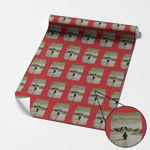 Nihilist Penguin Hiking Meme Wrapping Paper Roll They Survived He Lived TS14 Red Print Your Wear