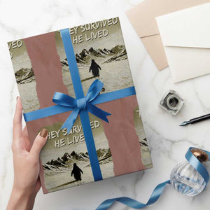 Nihilist Penguin Hiking Meme Wrapping Paper Roll They Survived He Lived TS14 Mocha Print Your Wear