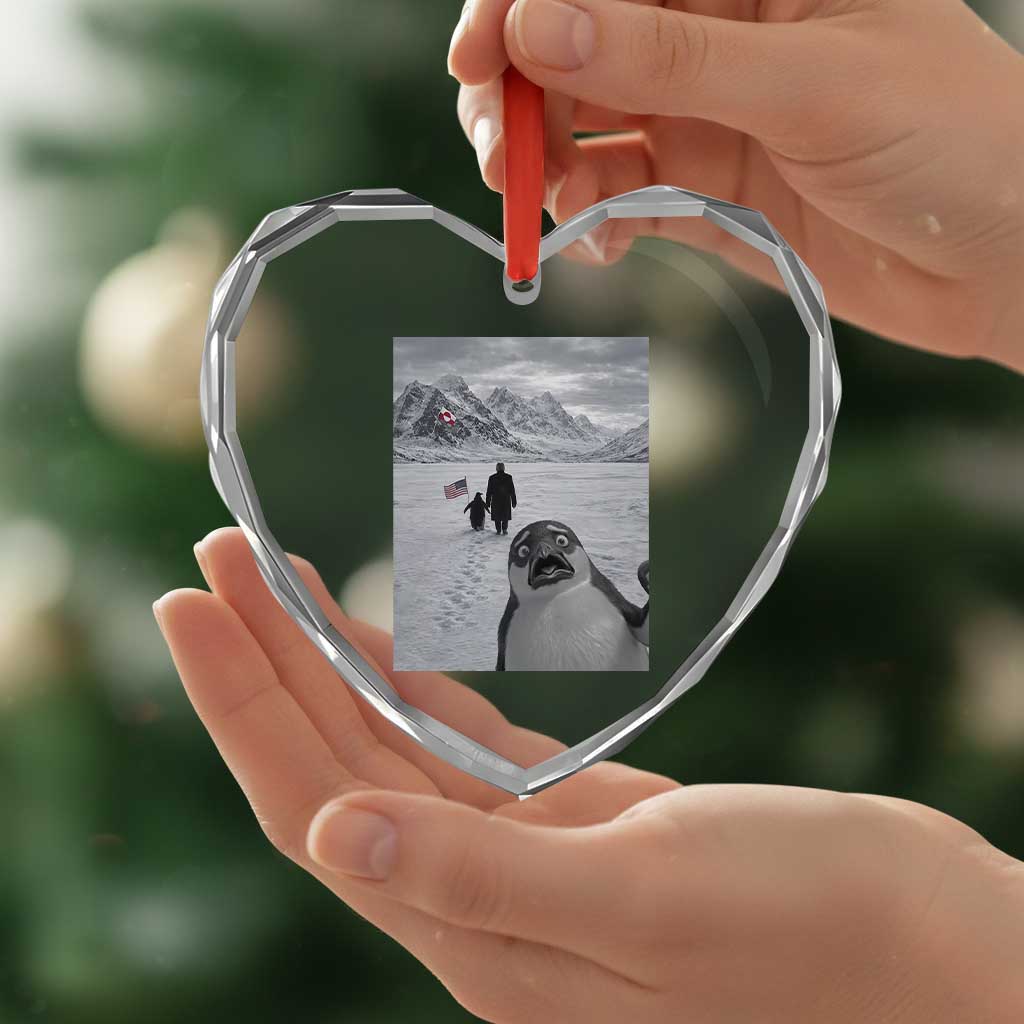 Nihilist Penguin Trump Hiking Mountains Heart Crystal Glass Ornament Funny Penguin Selfie But Why TS14 Print Your Wear