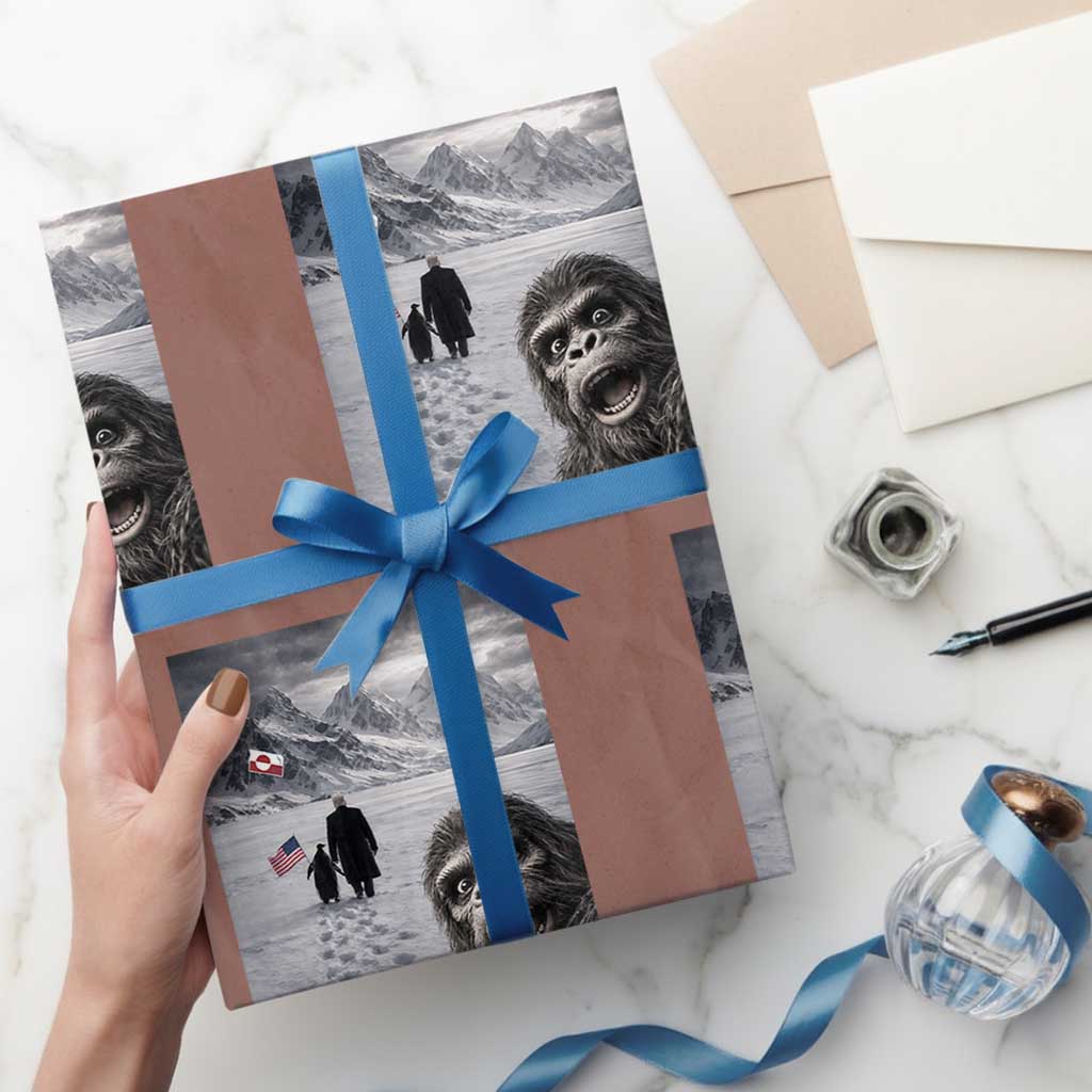 Nihilist Penguin Trump Hiking Mountains Wrapping Paper Roll Funny Bigfoot Selfie But Why TS14 Mocha Print Your Wear