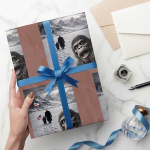 Nihilist Penguin Trump Hiking Mountains Wrapping Paper Roll Funny Bigfoot Selfie But Why TS14 Mocha Print Your Wear
