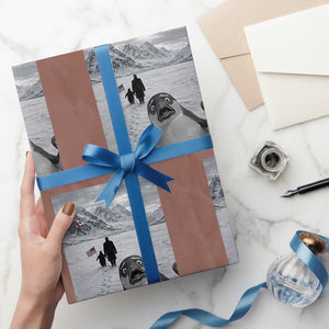 Nihilist Penguin Trump Hiking Mountains Wrapping Paper Roll Funny Penguin Selfie But Why TS14 Mocha Print Your Wear